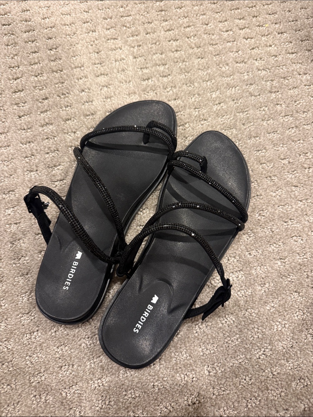 Birdies Black Beaded Strappy Sandals